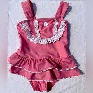 Pink Ruffled Kids Swim One Piece